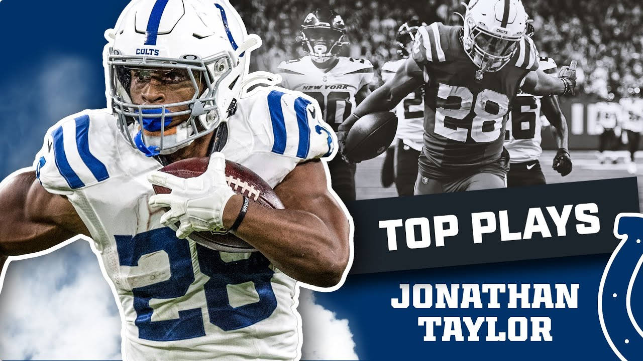 Jonathan Taylor, white and blue uniform, football player, HD Desktop Wallpaper