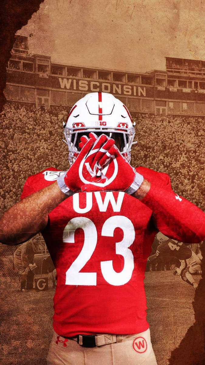 Jonathan Taylor, Wisconsin football player, red jersey number 23, SD Phone Wallpaper
