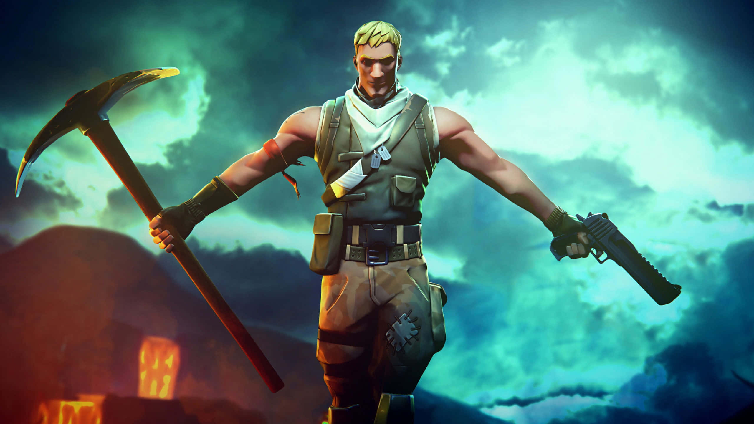 Jonesy, Fortnite, pickaxe, 2K Desktop Wallpaper