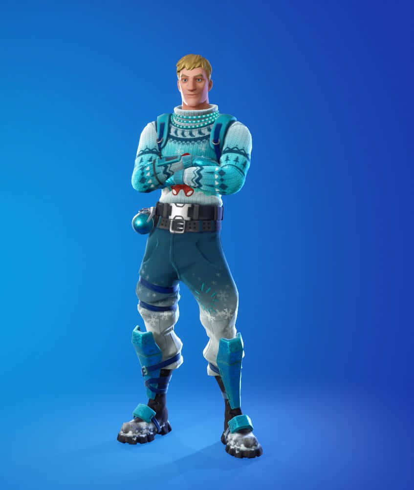 Jonesy Fortnite, blue and white winter sweater, Fortnite character, SD Phone Wallpaper