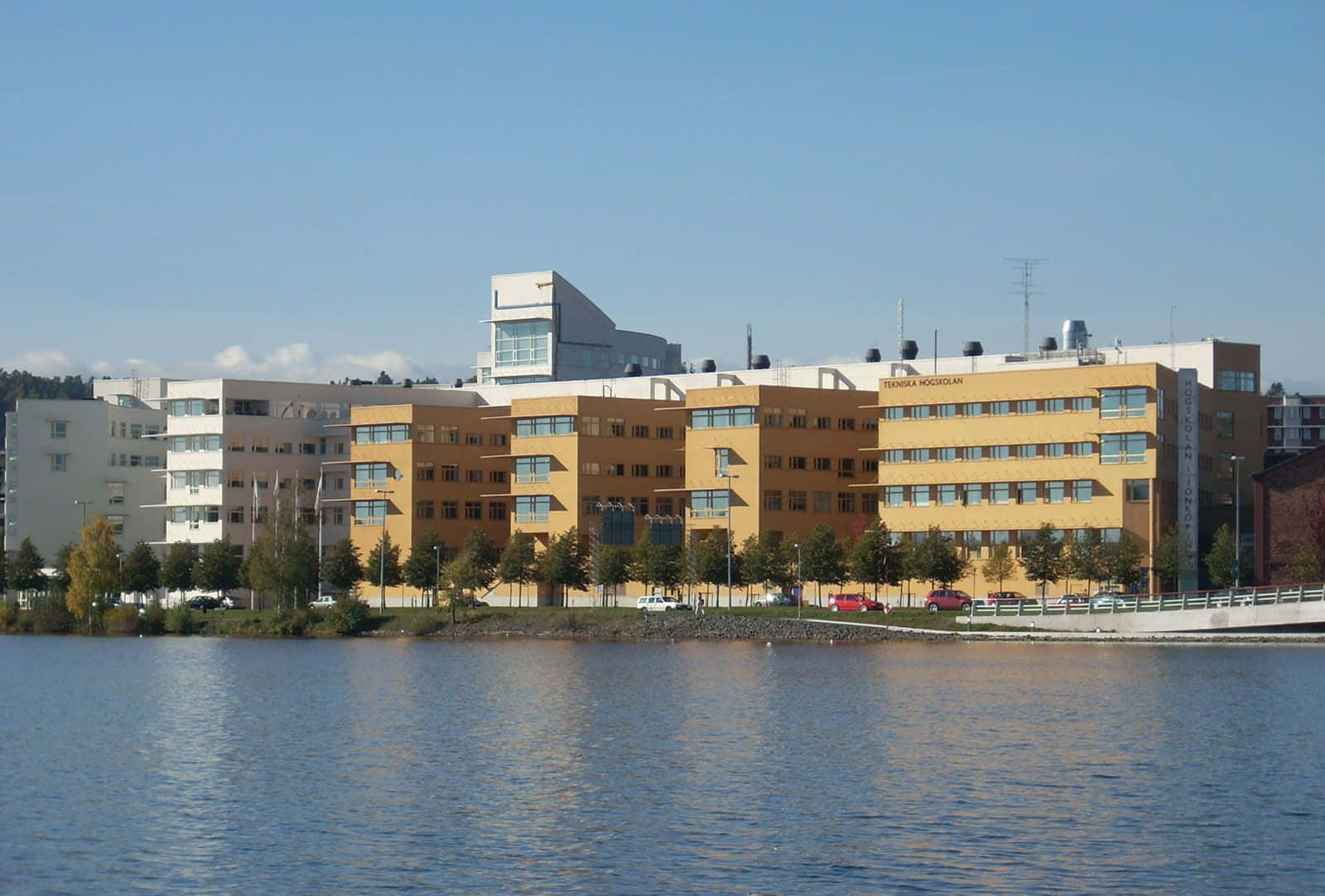 Jönköping, waterfront buildings, yellow, HD Desktop Wallpaper