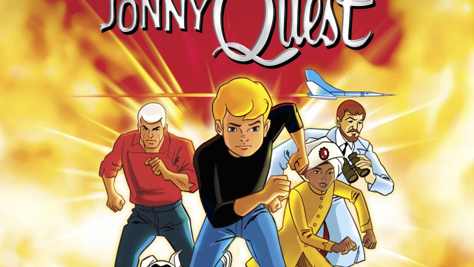 Jonny Quest, Squad, fiery golden background, Full HD Desktop Wallpaper