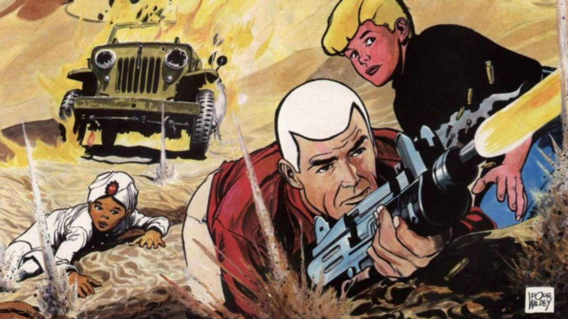 Jonny Quest, white hair, blonde woman, Full HD Desktop Wallpaper