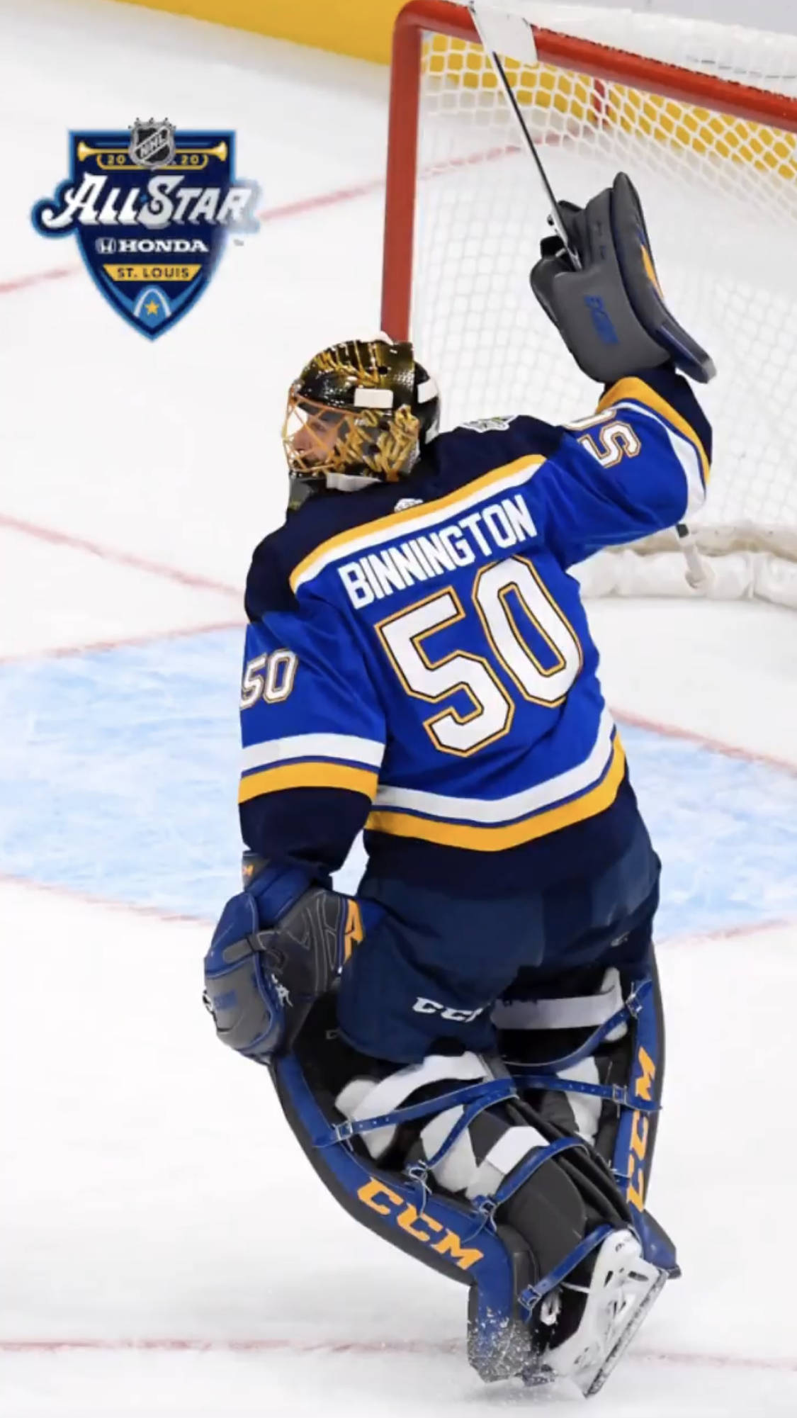 Jordan Binnington, NHL Player No. 50, blue and gold uniform, Full HD Phone Wallpaper