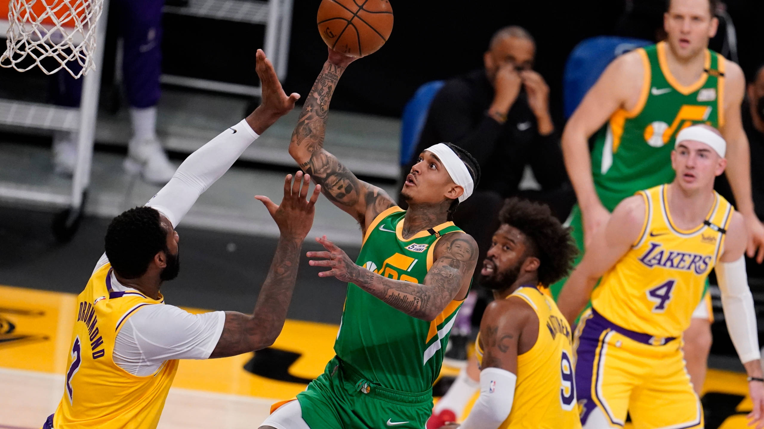 Jordan Clarkson, green, yellow, 2K Desktop Wallpaper