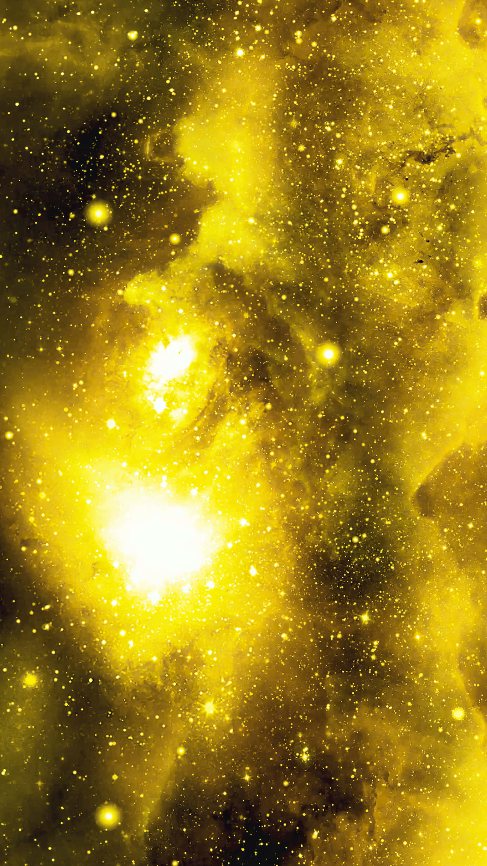 Yellow Galaxy, golden nebula, glowing stars, 2K Phone Wallpaper