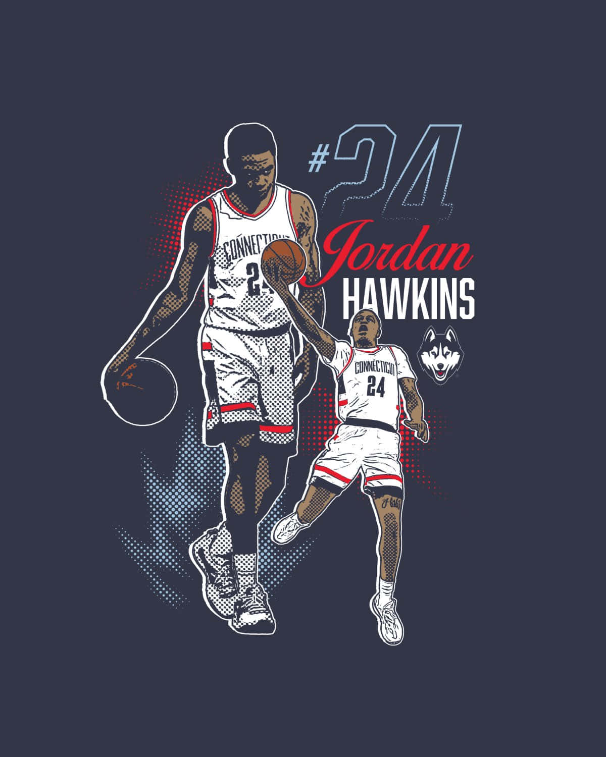 Jordan Hawkins, number 24, white uniforms, HD Phone Wallpaper