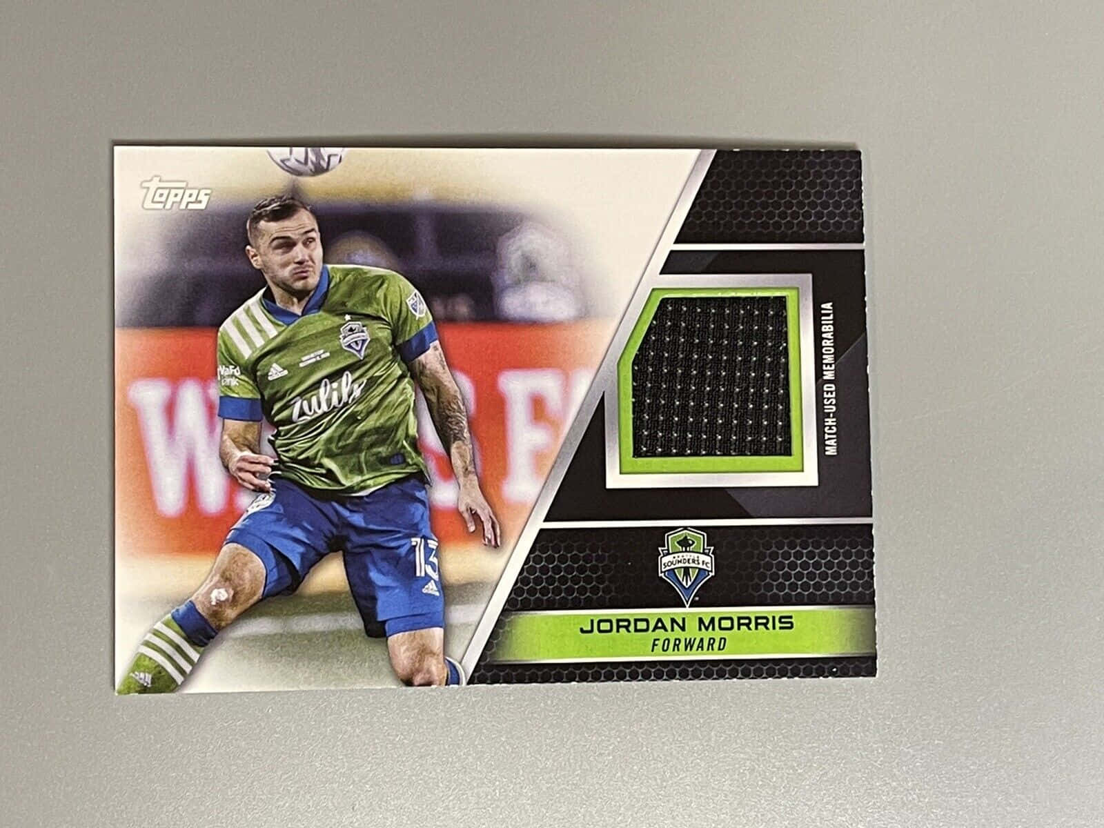 Jordan Morris, 2022 Topps MLS Relics Card Set, green and blue uniform, HD Desktop Wallpaper