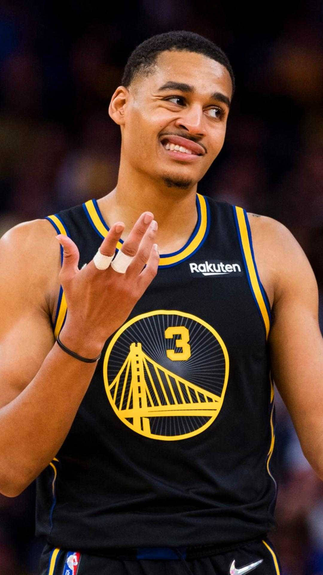 Jordan Poole, black and yellow jersey, basketball player, Full HD Phone Wallpaper