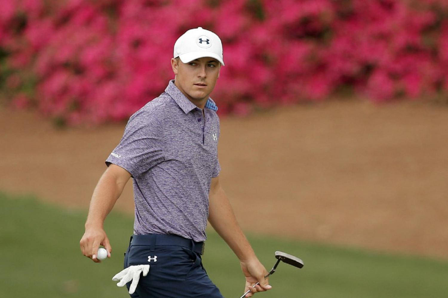 Jordan Spieth, white cap, purple shirt, HD Desktop Wallpaper