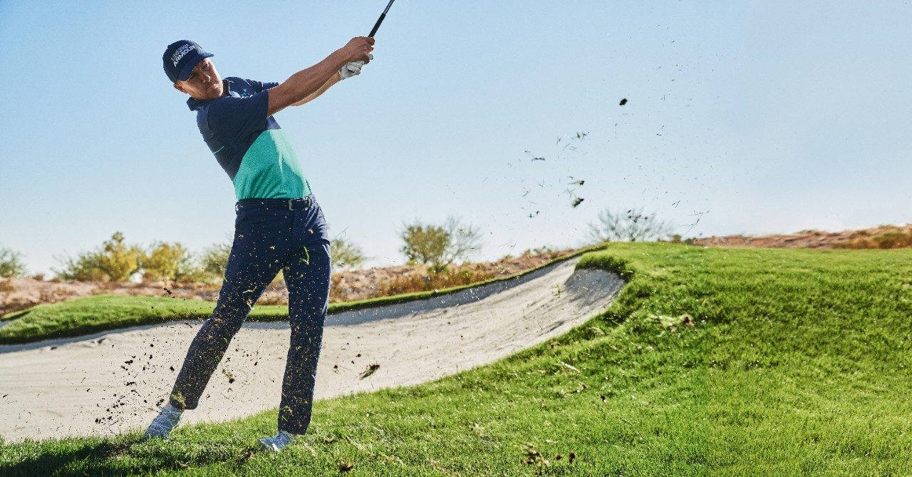 Jordan Spieth, sand bunker, clear blue sky, HD Desktop Wallpaper