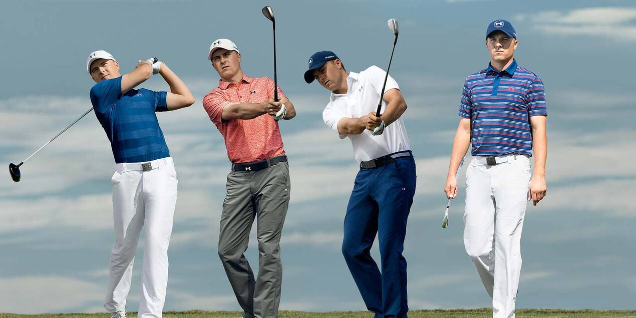 Jordan Spieth, golf outfits, grassy course, SD Desktop Wallpaper