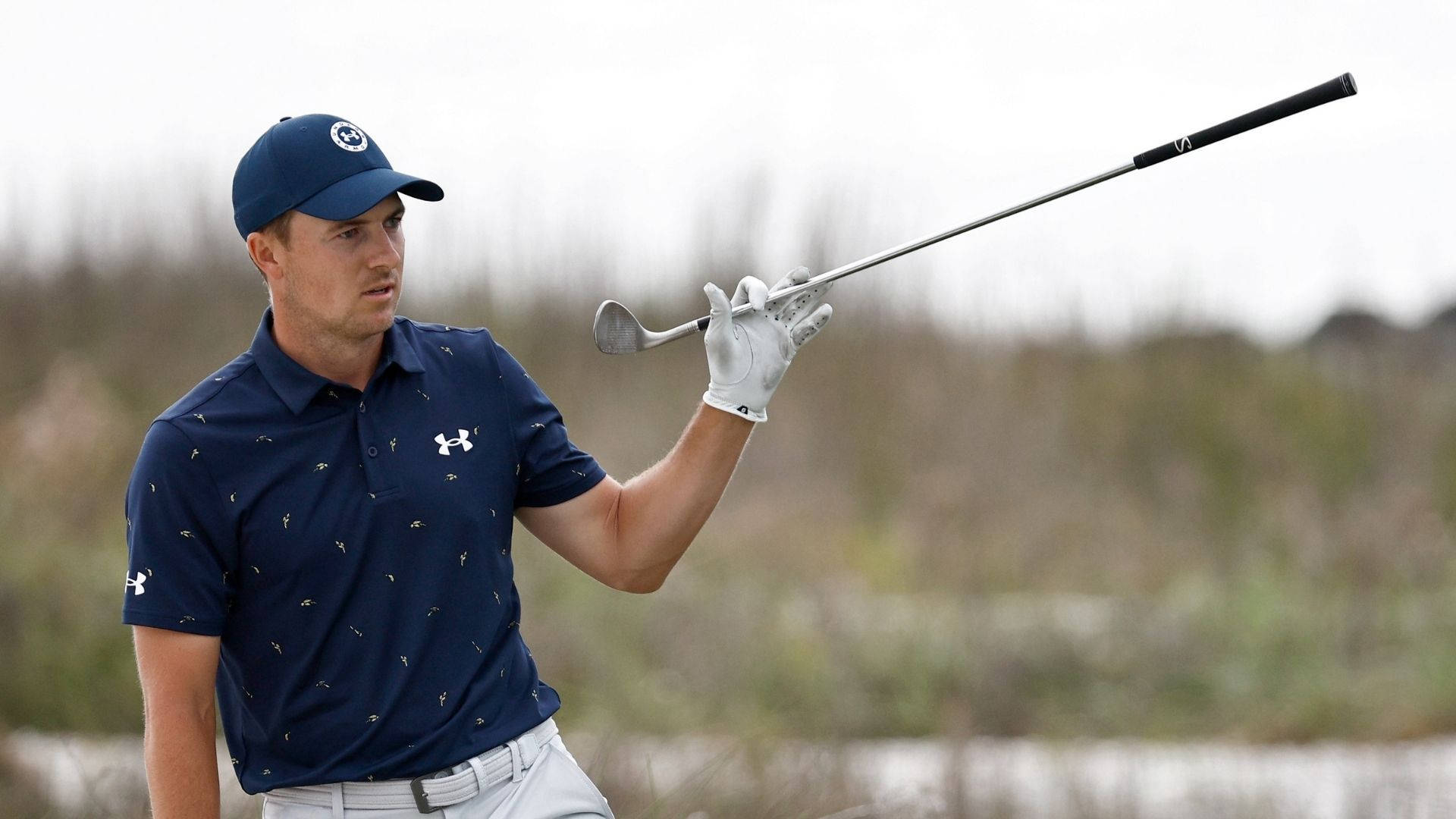 Jordan Spieth, navy polo, cap, Full HD Desktop Wallpaper