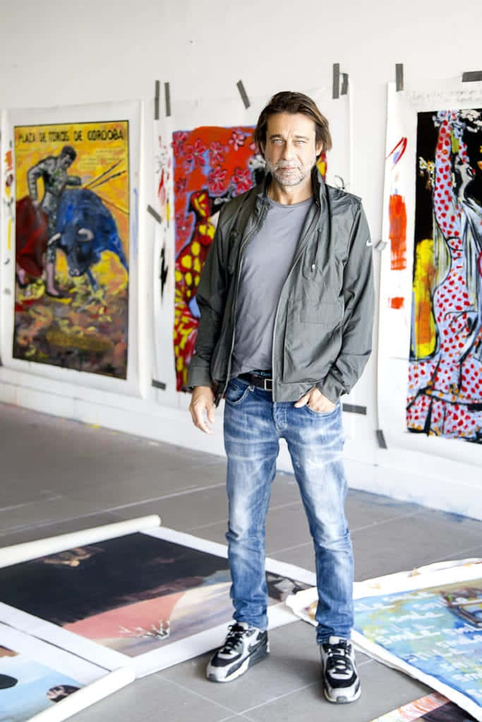 Jordi Mollà, art studio, vibrant paintings, SD Phone Wallpaper