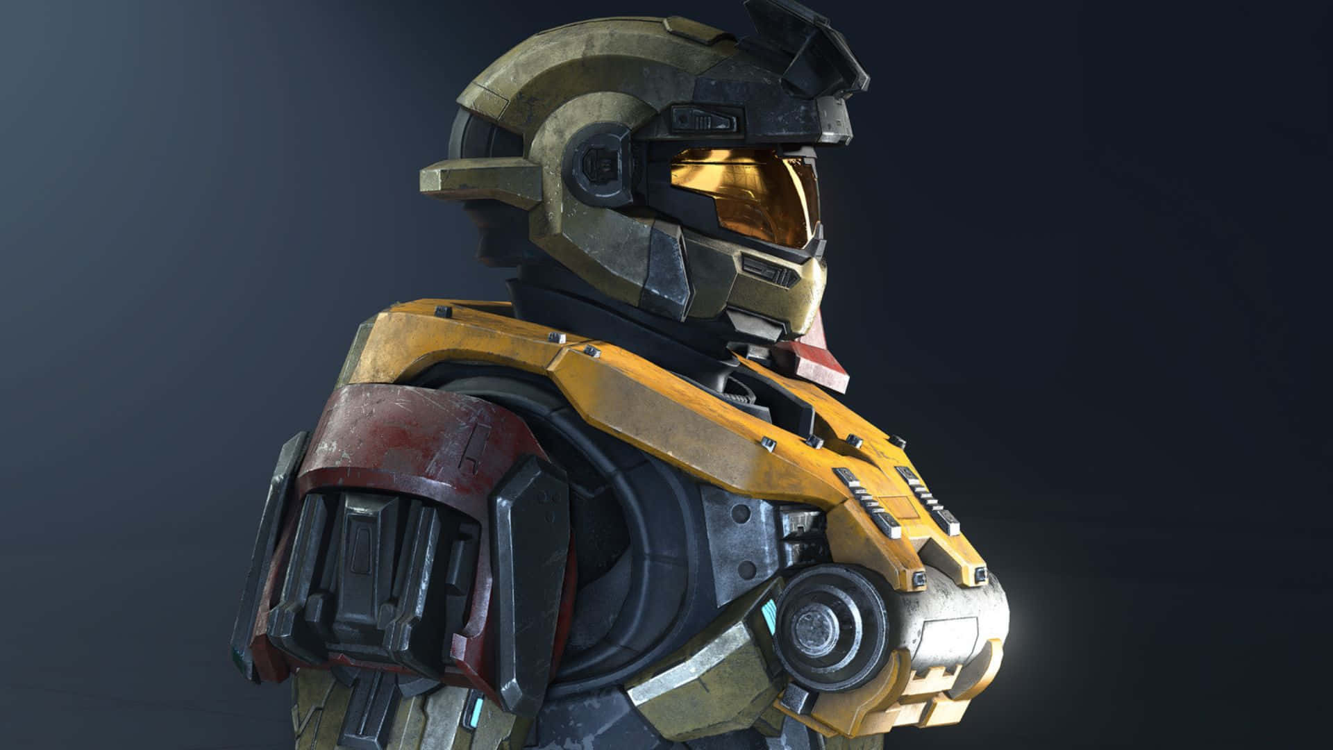 Jorge-052, yellow and black armor, glowing gold visor, Full HD Desktop Wallpaper
