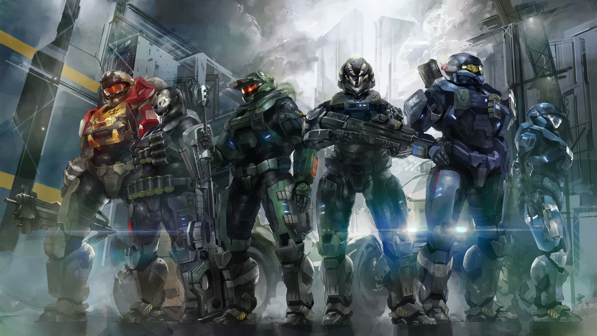 Jorge-052, armored soldiers, gritty urban battlefield, Full HD Desktop Wallpaper