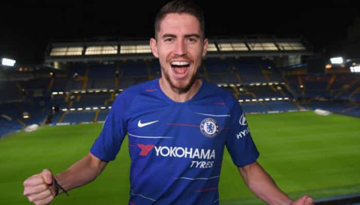 Jorge Luiz Frello Filho, blue Chelsea jersey, stadium pitch, SD Desktop Wallpaper