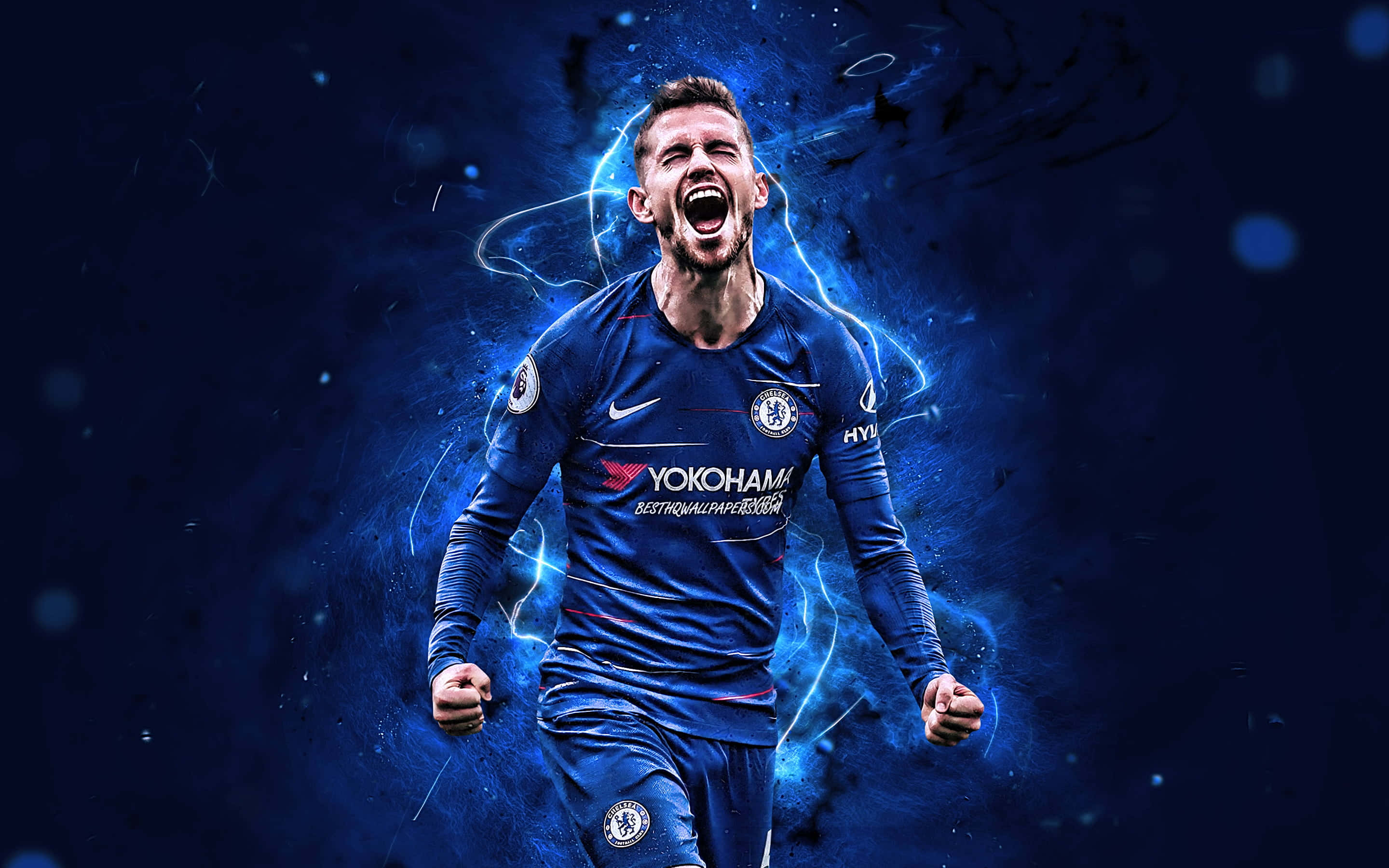 Jorge Luiz Frello Filho, blue Chelsea jersey, electric blue energy, 2K Desktop Wallpaper