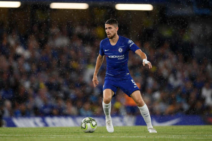 Jorge Luiz Frello Filho, blue Chelsea kit, rain-slicked pitch, SD Desktop Wallpaper