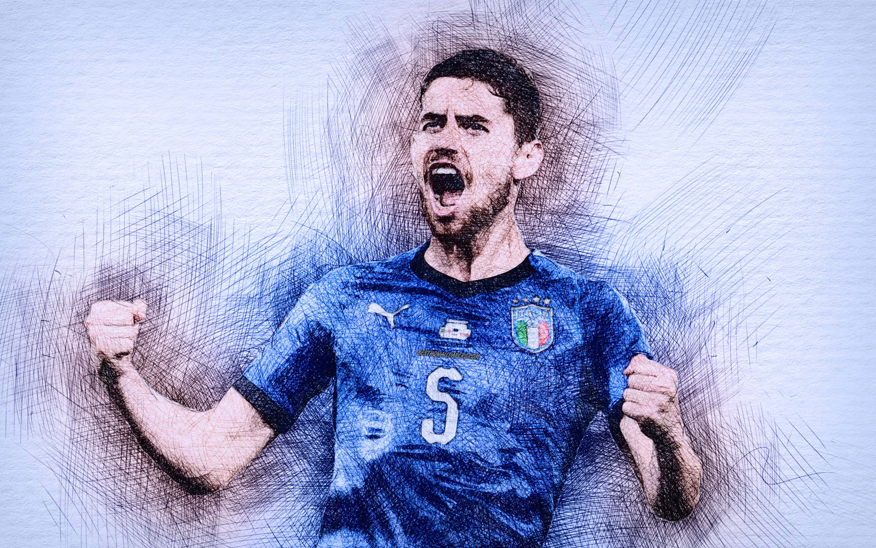 Jorge Luiz Frello Filho, blue Italy jersey, soccer player, 2K Desktop Wallpaper