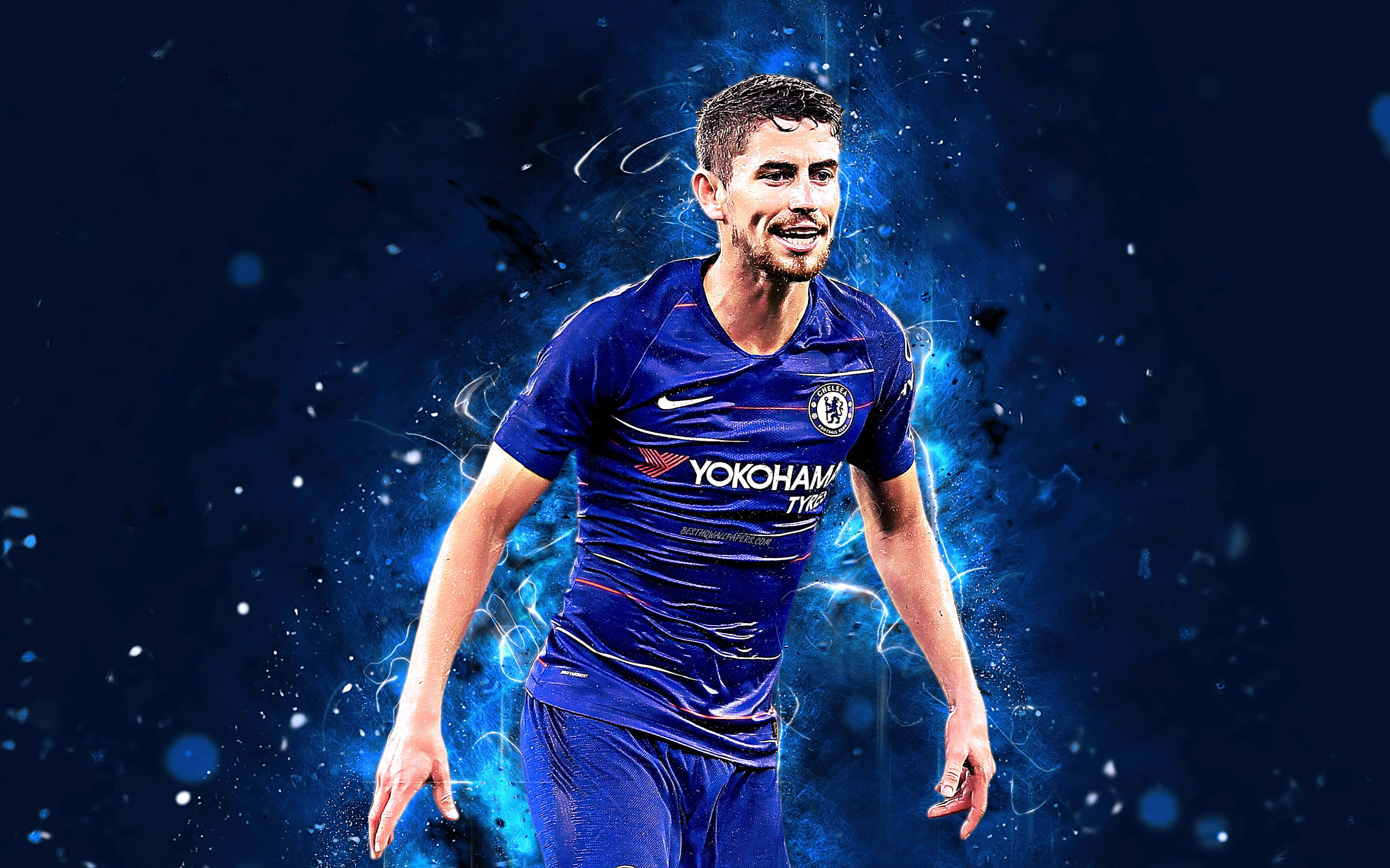 Jorge Luiz Frello Filho, blue Chelsea jersey, electric blue energy, 4K Desktop Wallpaper