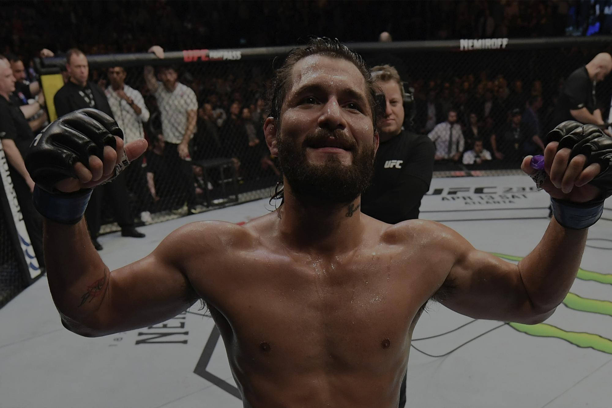 Jorge Masvidal, octagon, hands up, Full HD Desktop Wallpaper