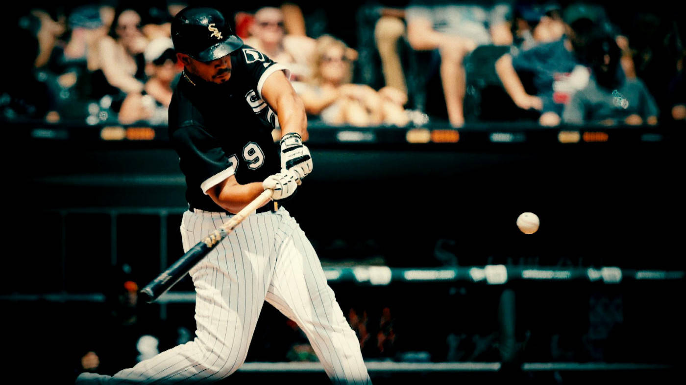 Jose Abreu, black and white pinstripe uniform, night game, HD Desktop Wallpaper