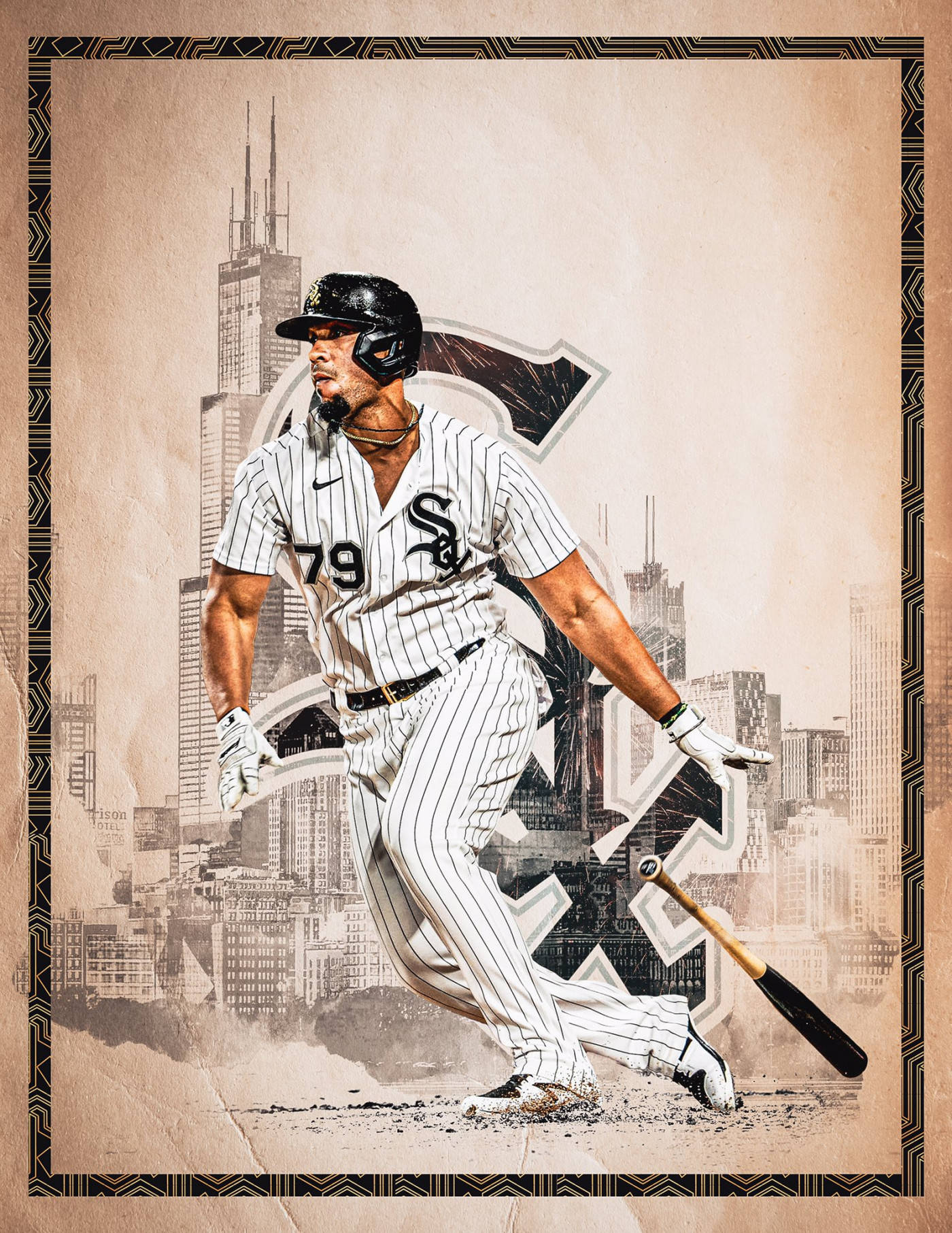 Jose Abreu, pinstripe uniform, bat, HD Phone Wallpaper