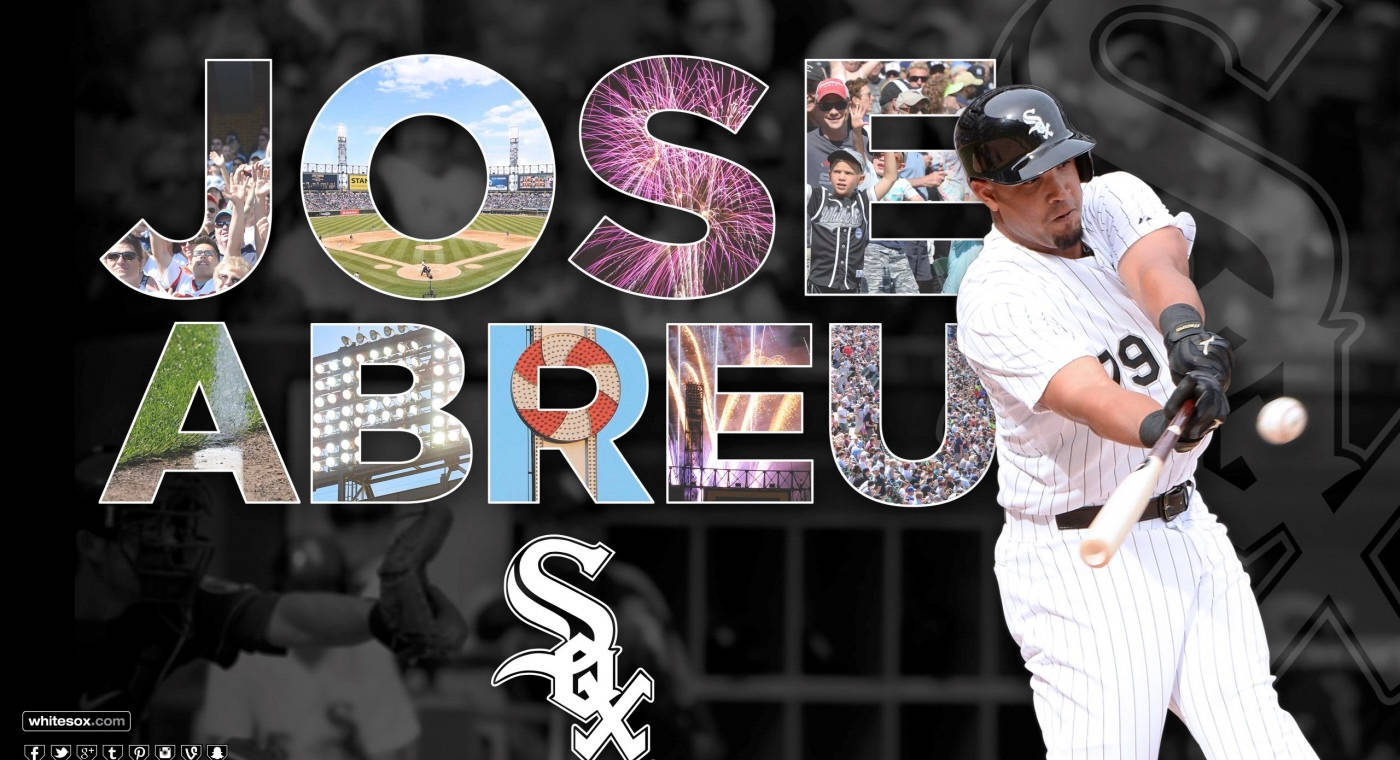 Jose Abreu, white pinstripe uniform, mid-swing, HD Desktop Wallpaper