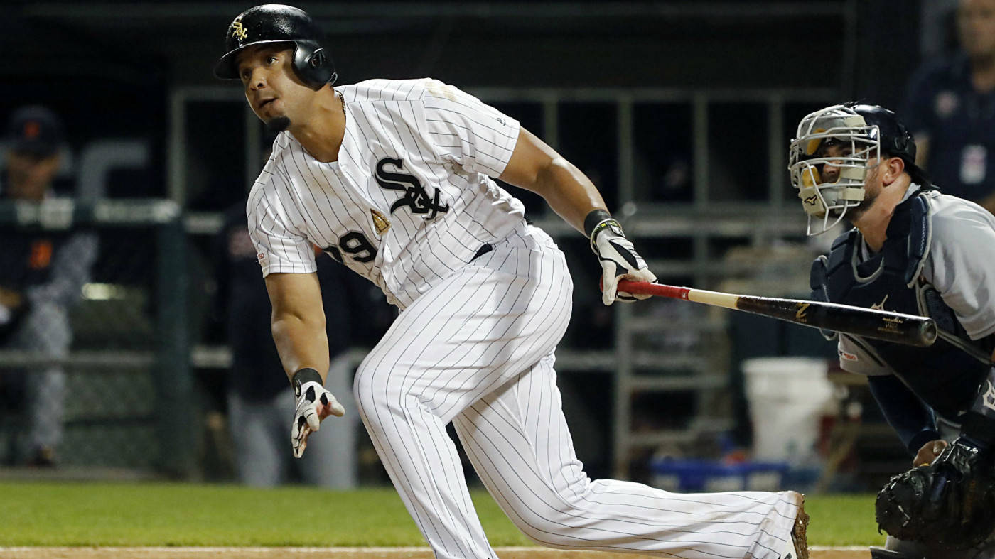 Jose Abreu, white pinstripe uniform, night game, HD Desktop Wallpaper