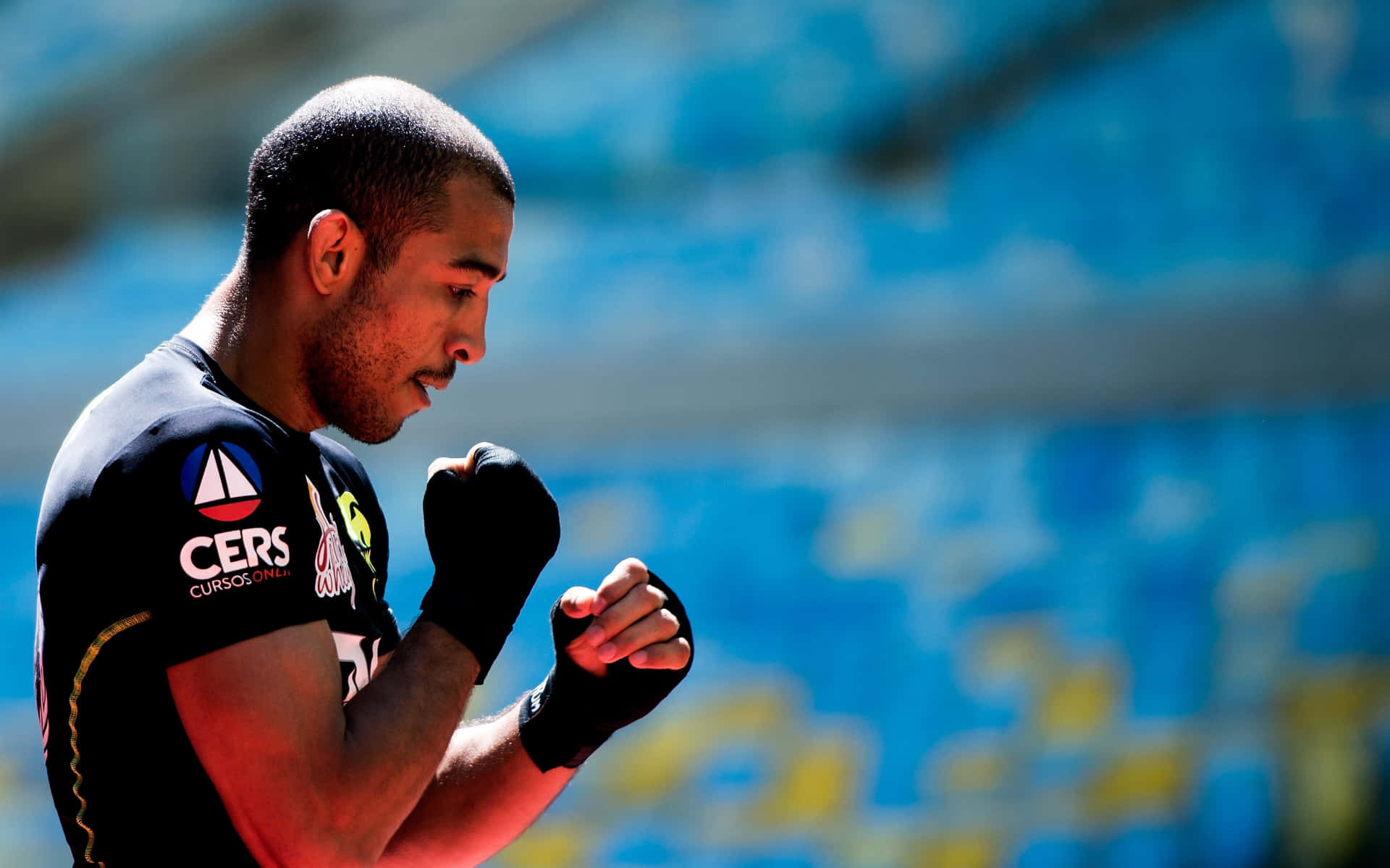 José Aldo, black gi, sunlit stadium, Full HD Desktop Wallpaper