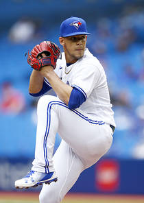 Jose Berrios, white uniform, blue accents, SD Phone Wallpaper