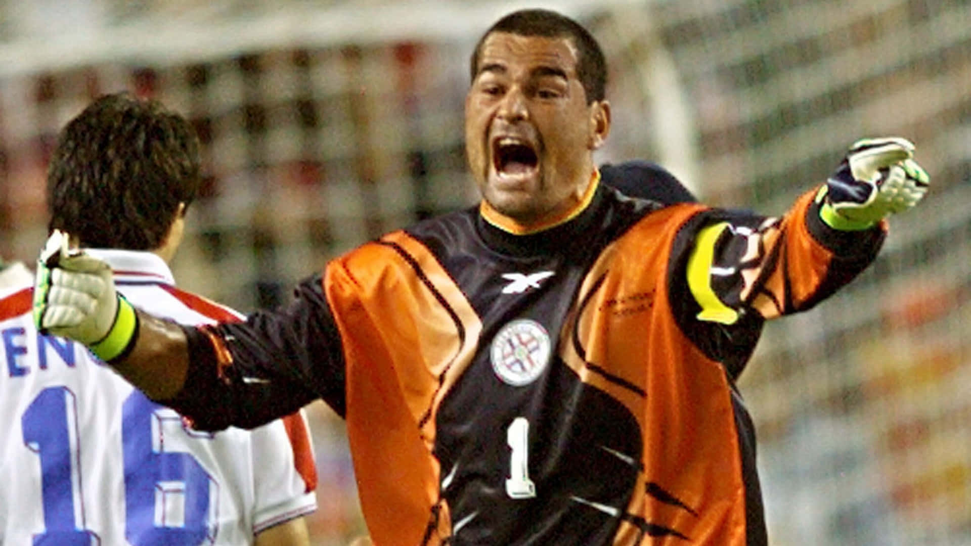 Jose Luis Chilavert, 1998 World Cup, orange and black jersey, Full HD Desktop Wallpaper
