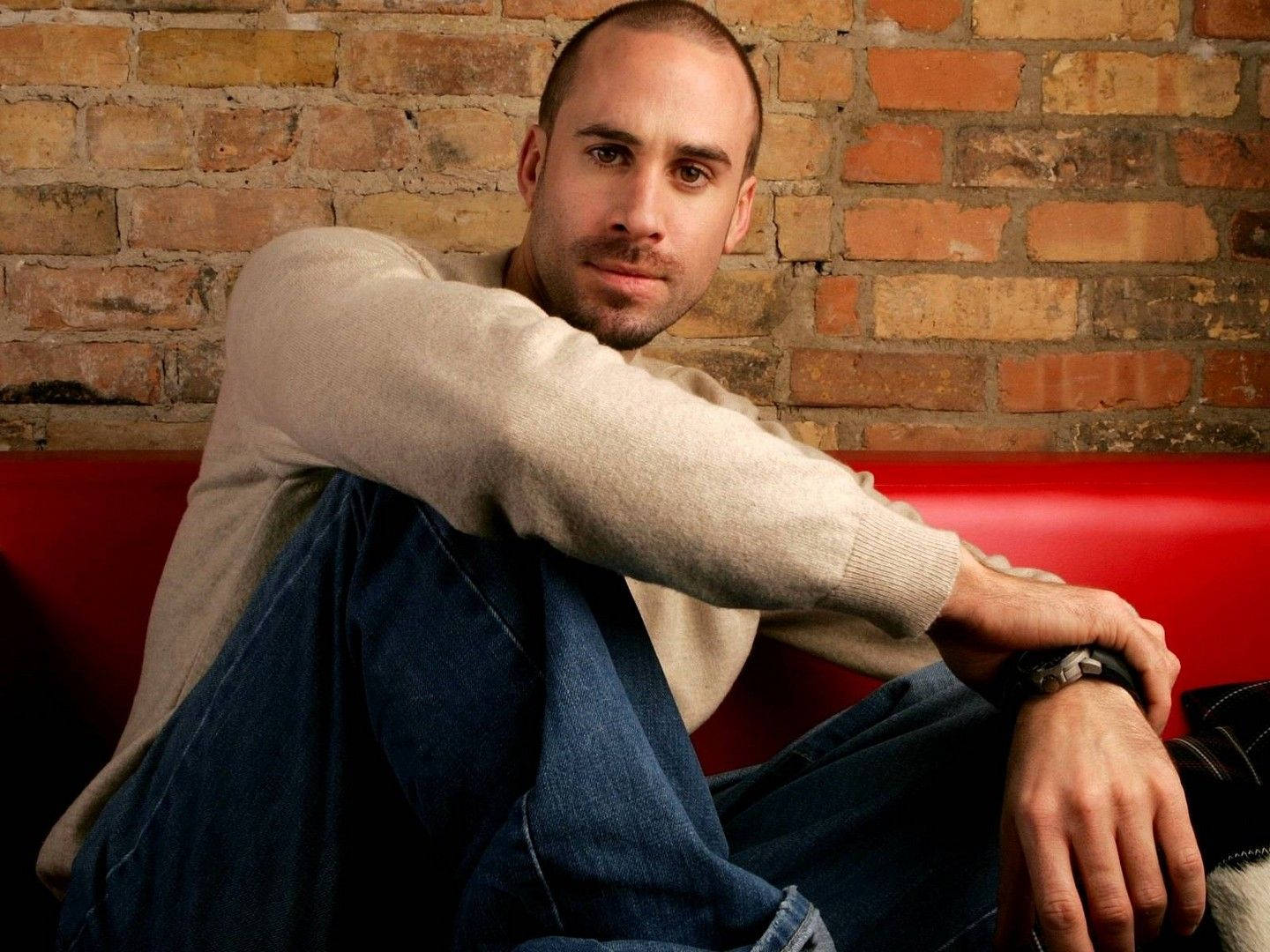 Joseph Fiennes, shaved head, beige sweater, HD Desktop Wallpaper