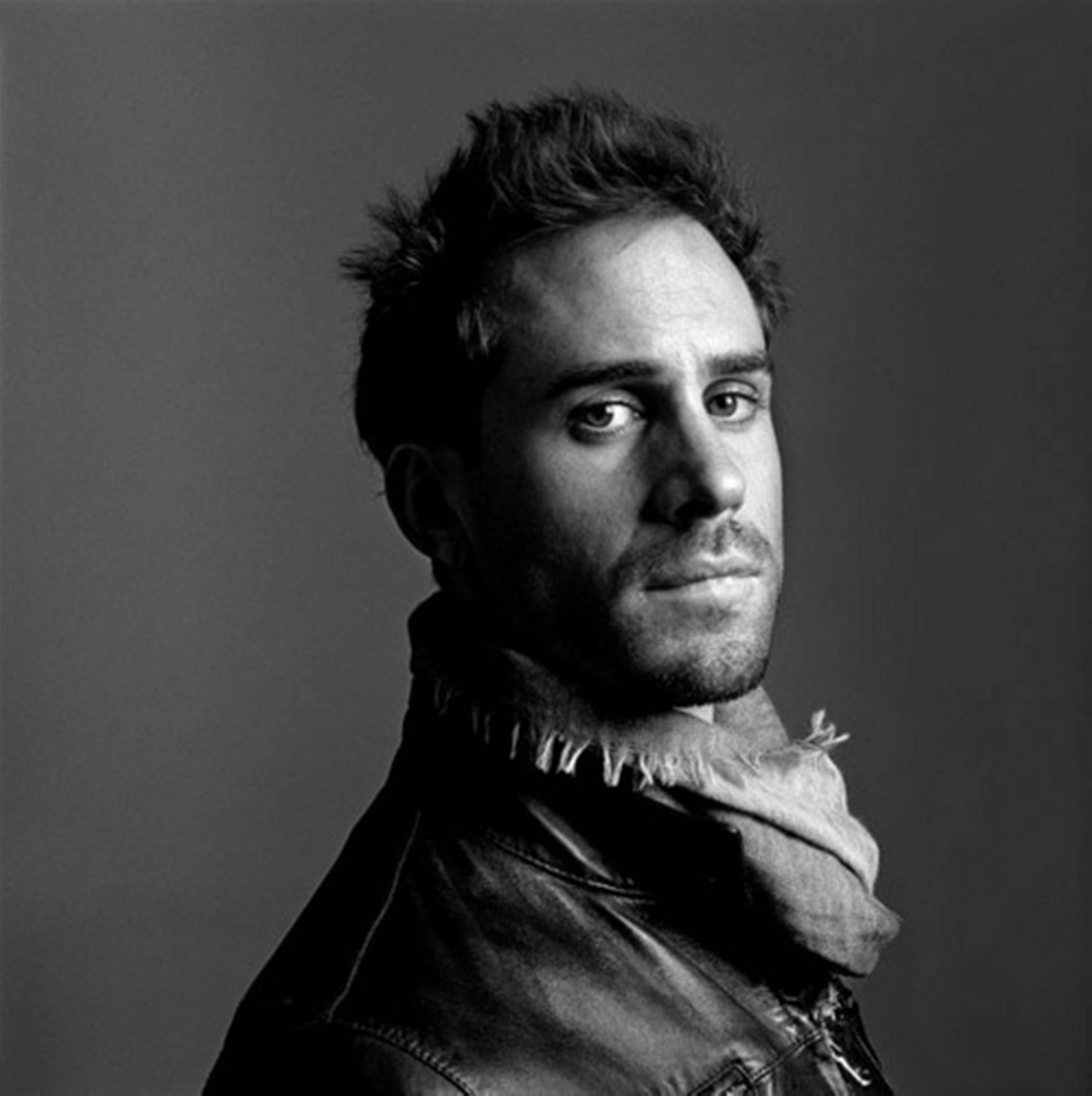 Joseph Fiennes, black and white photography, leather jacket, Full HD Phone Wallpaper