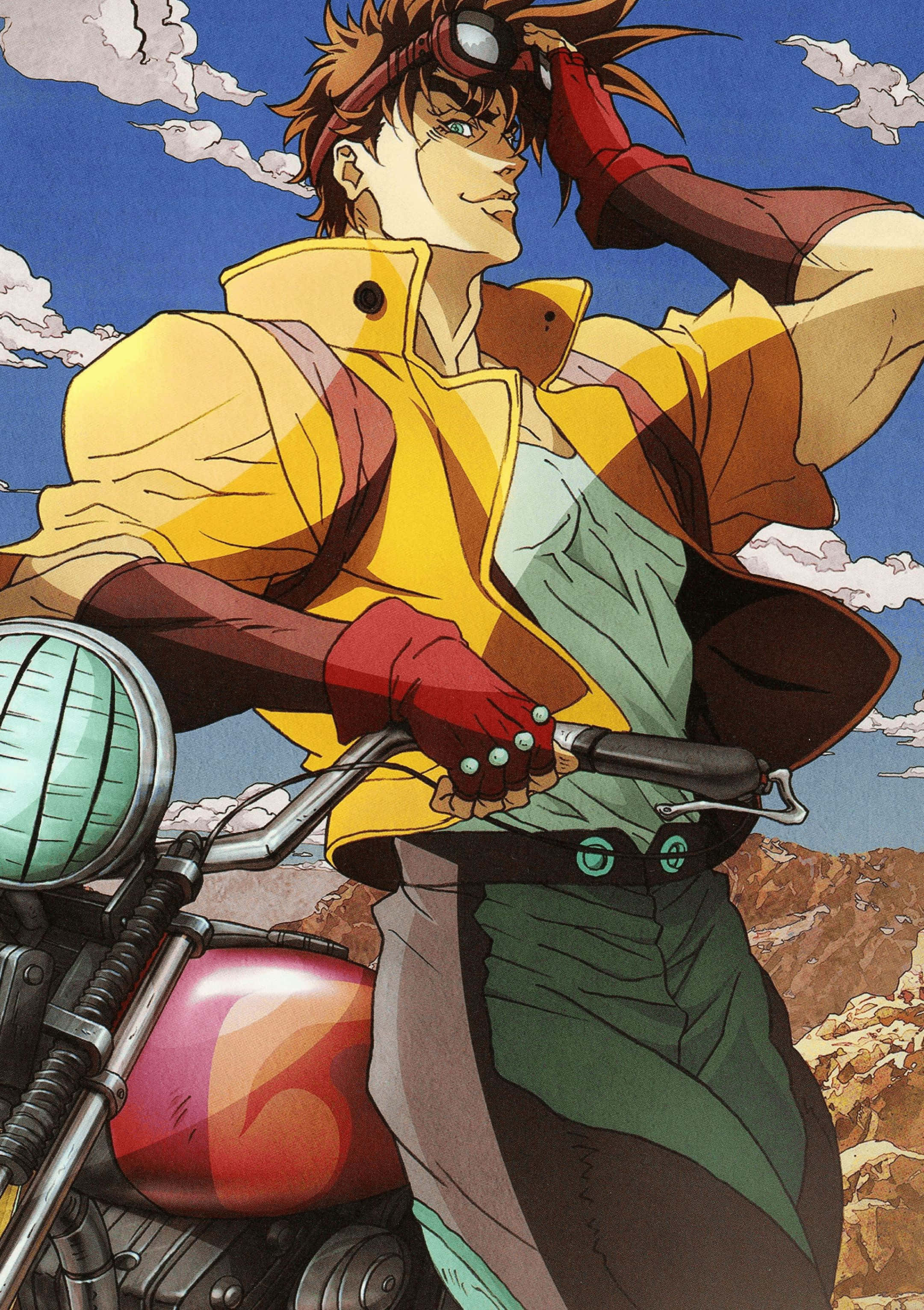 Joseph Joestar, yellow jacket, goggles, 2K Phone Wallpaper