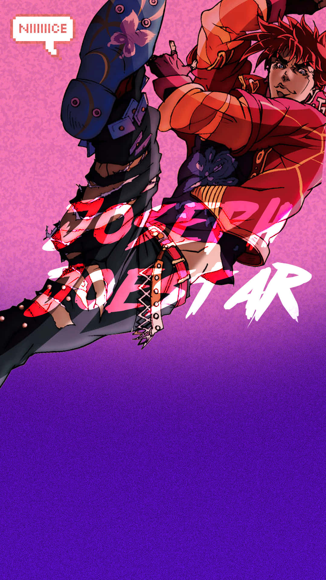 Joseph Joestar, red and black gear, gradient purple background, Full HD Phone Wallpaper