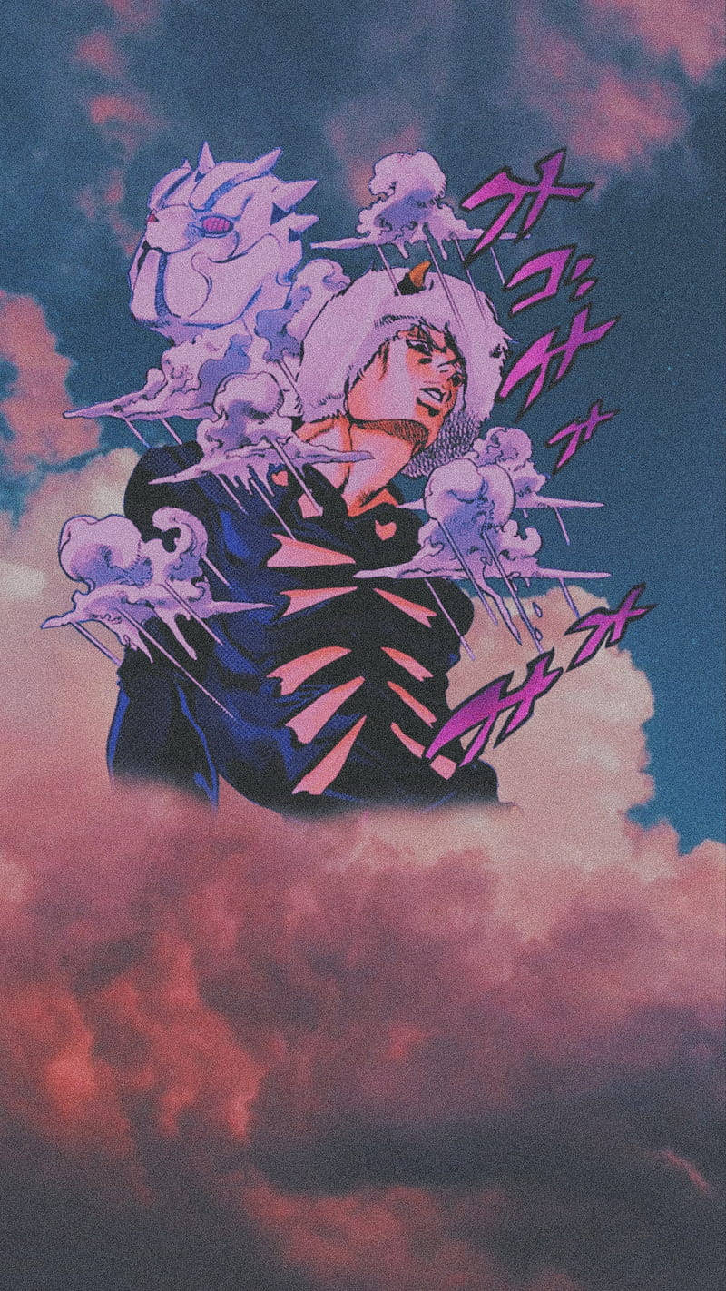 Joseph Joestar, iPhone, pink and blue clouds, HD Phone Wallpaper