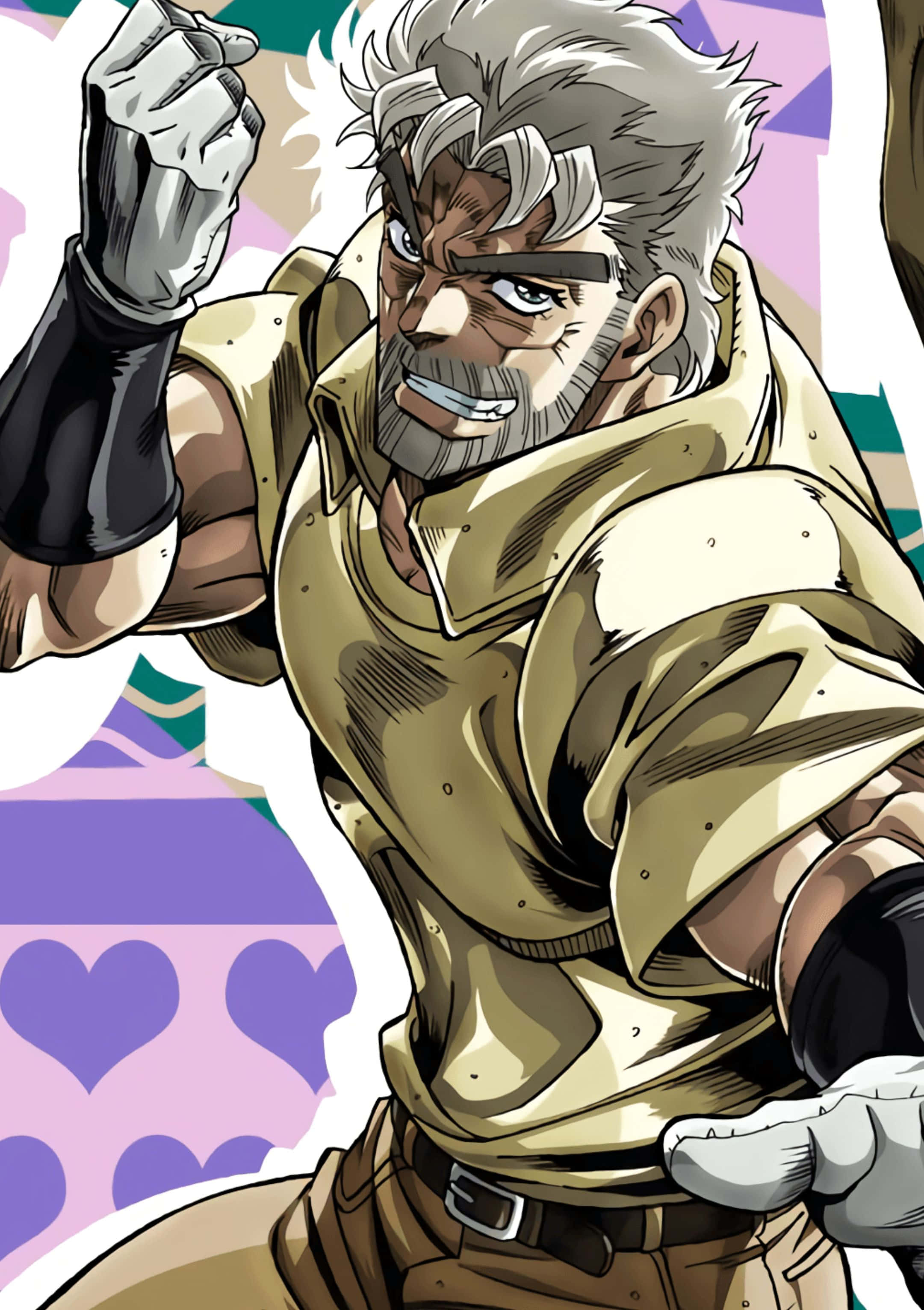 Joseph Joestar, gray hair, beard, 2K Phone Wallpaper