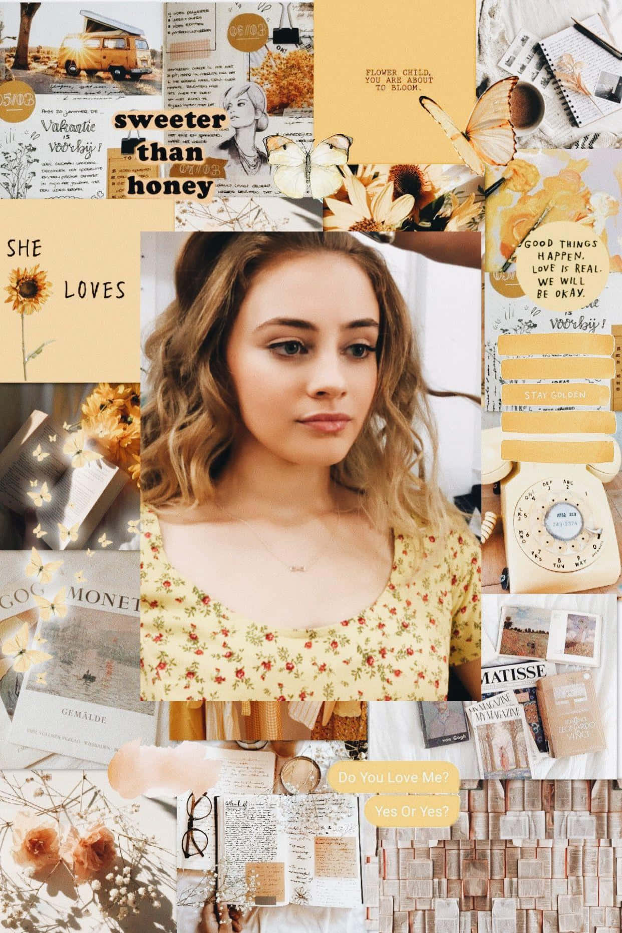 Josephine Langford, warm-toned collage, handwritten quotes, HD Phone Wallpaper