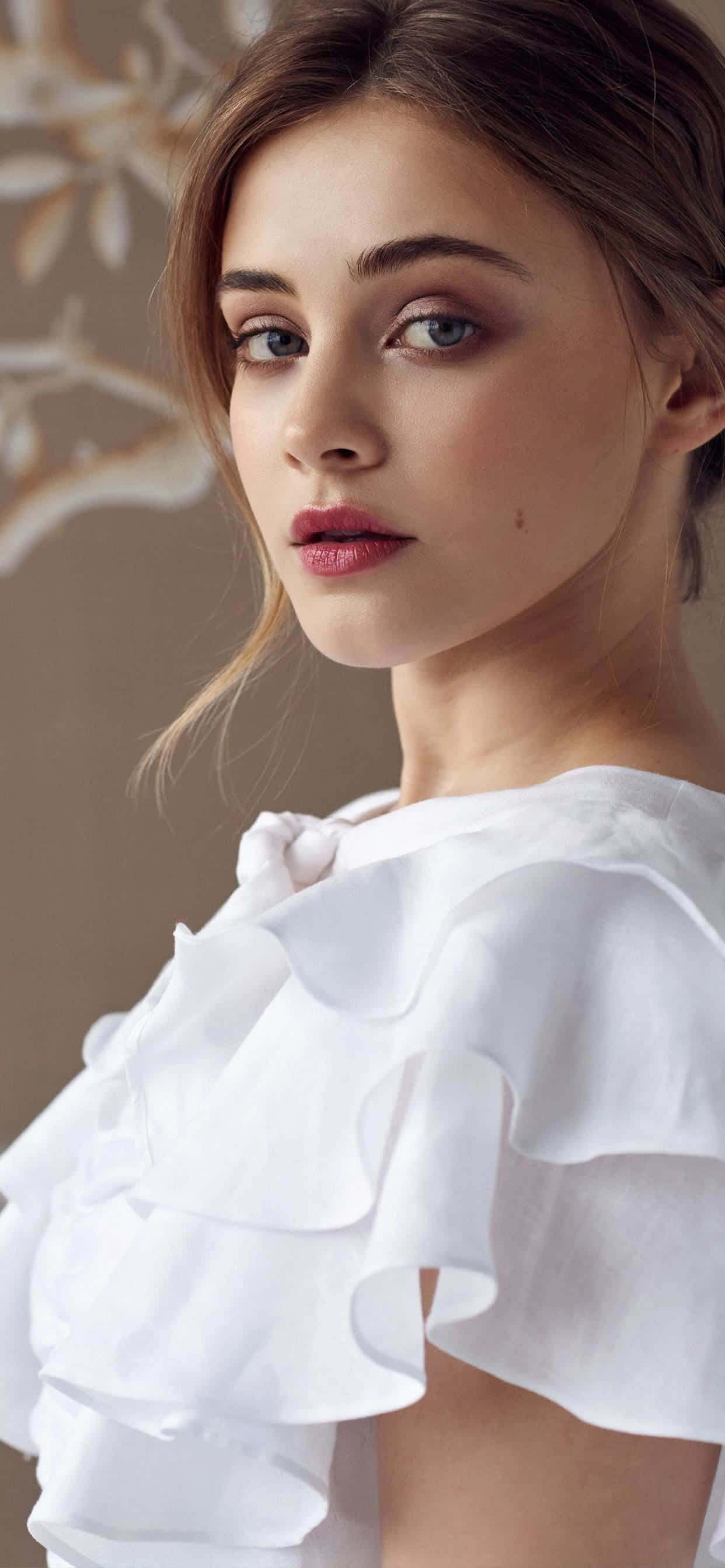 Josephine Langford, blue eyes, soft makeup, 2K Phone Wallpaper