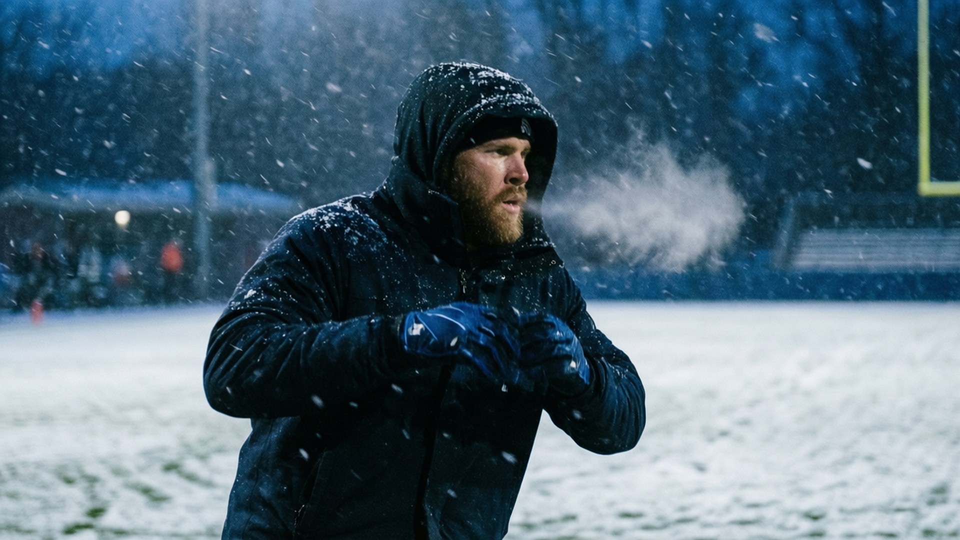 Josh Allen, snowy air, frozen field, Full HD Desktop Wallpaper