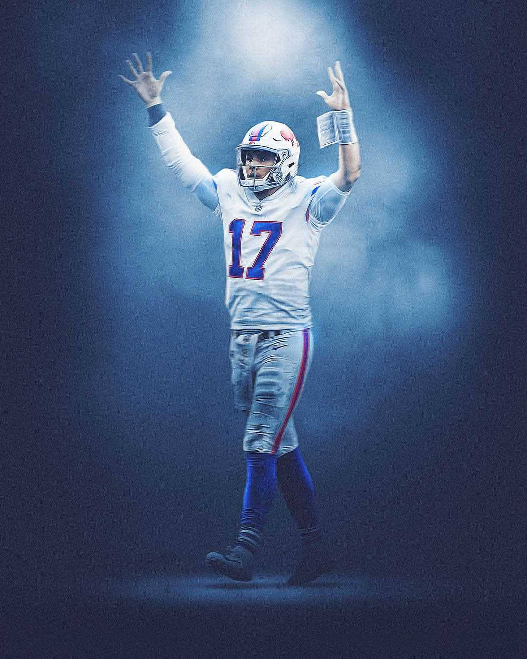 Josh Allen, white jersey number 17, spotlight, HD Phone Wallpaper