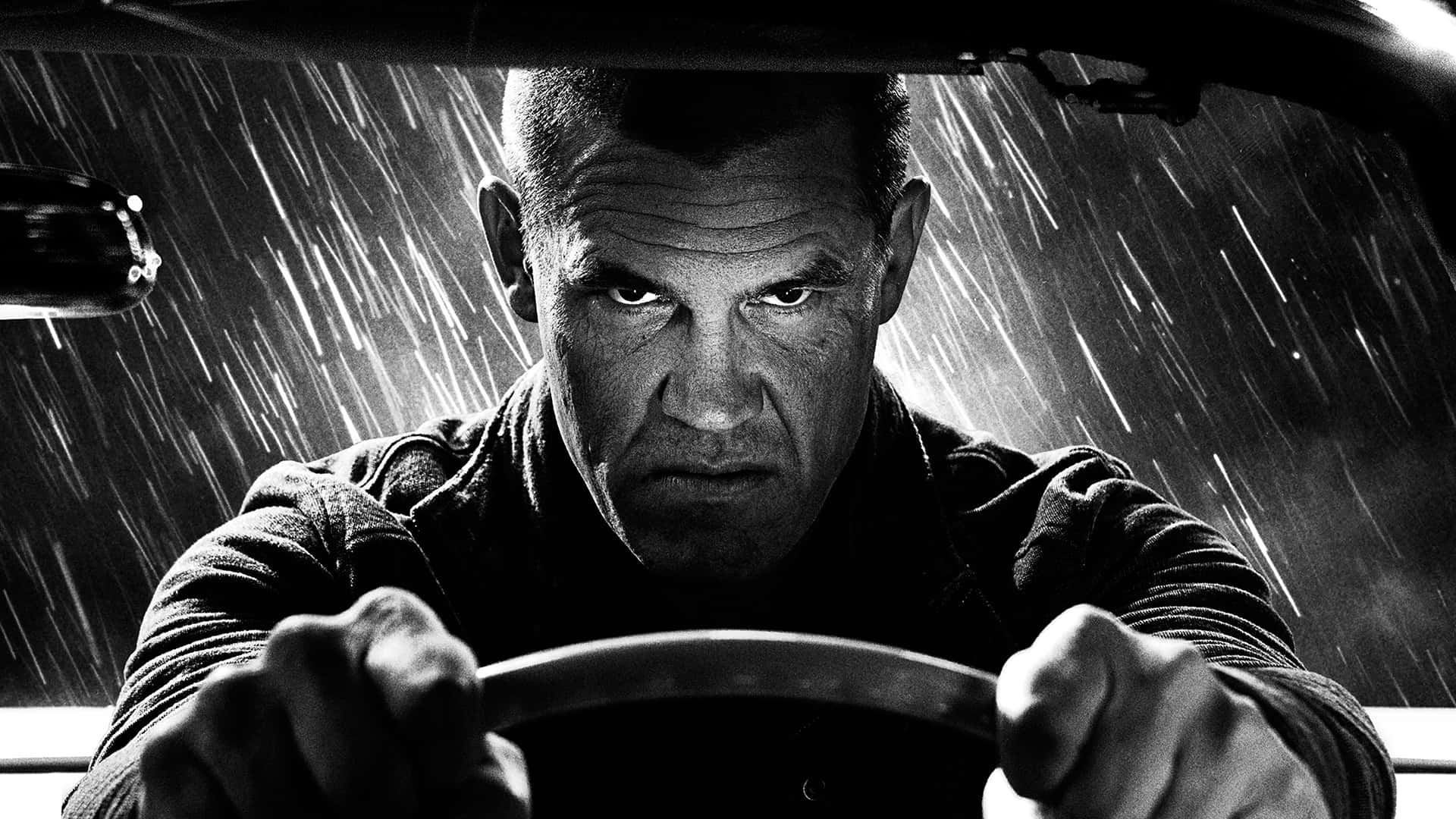 Josh Brolin, steering wheel, heavy rain, Full HD Desktop Wallpaper