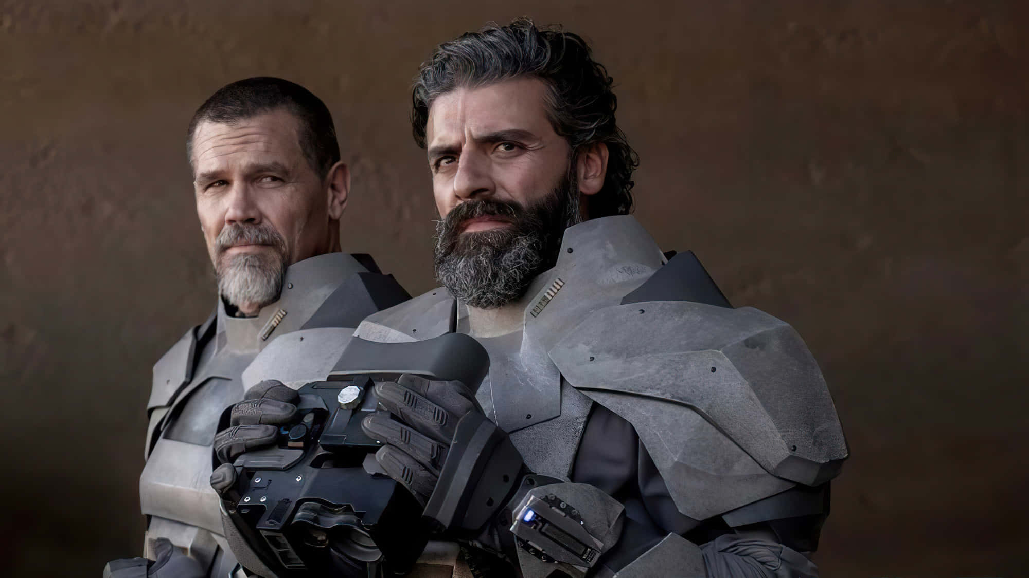Josh Brolin, futuristic gray armor, high-tech weapon, Full HD Desktop Wallpaper