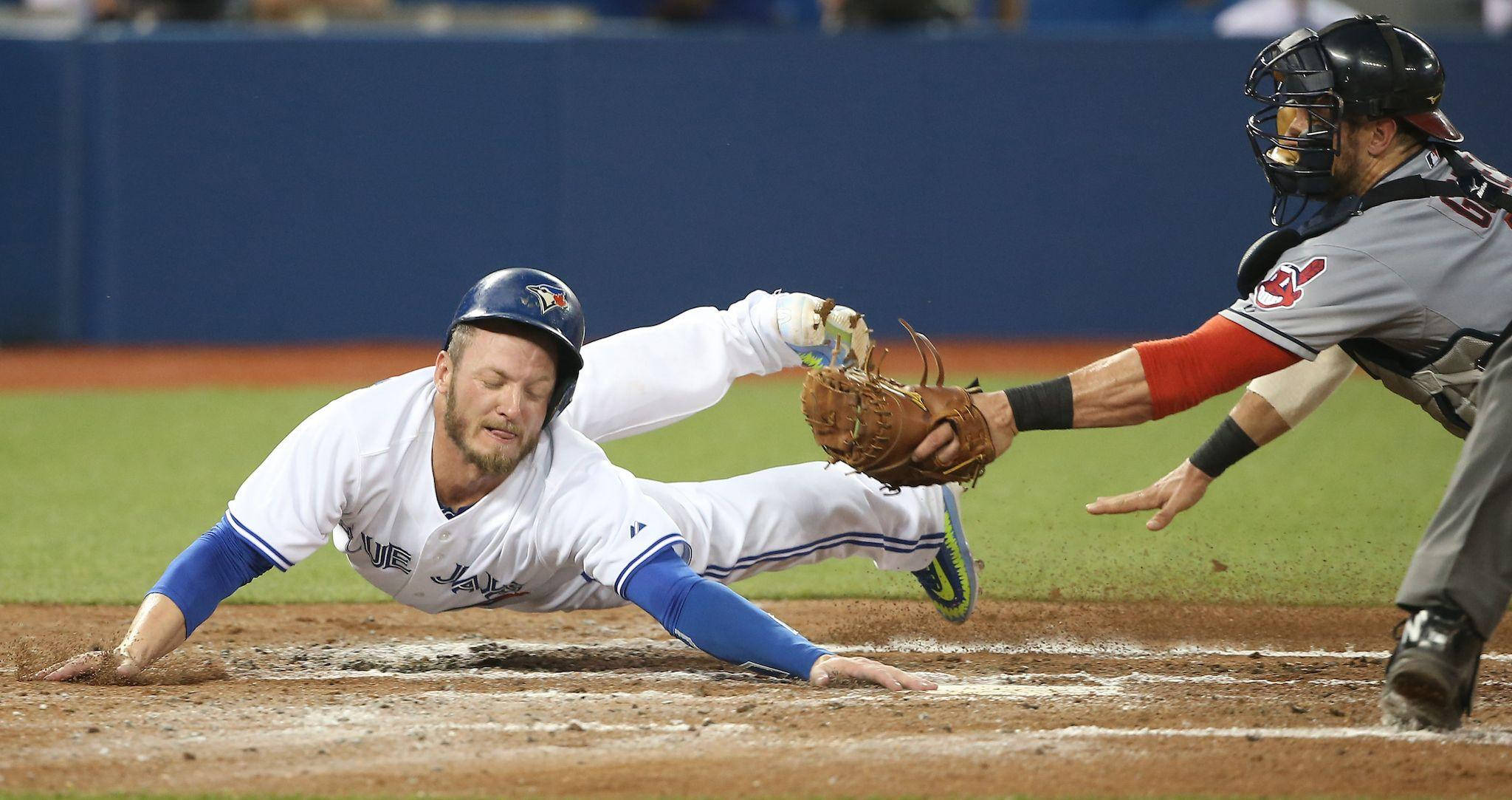 Josh Donaldson, headfirst slide, home plate, Full HD Desktop Wallpaper