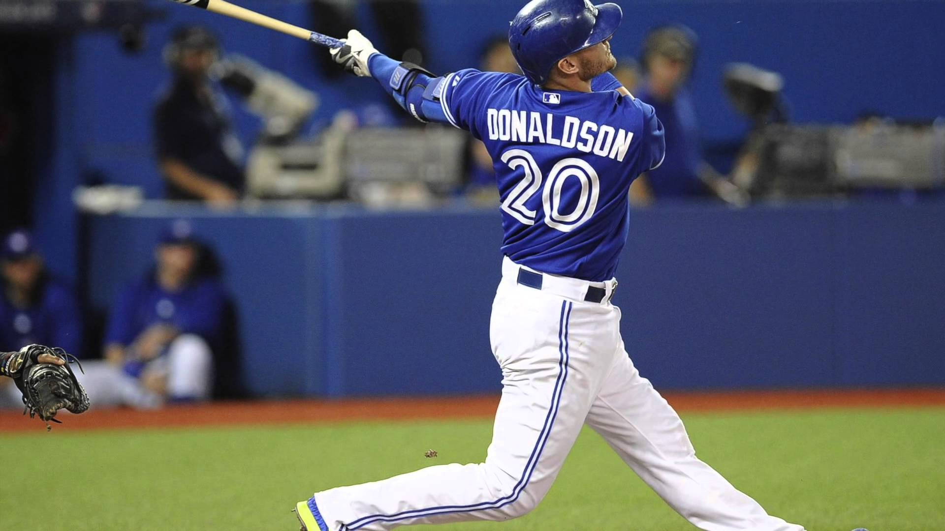 Josh Donaldson, blue jersey, green field, Full HD Desktop Wallpaper