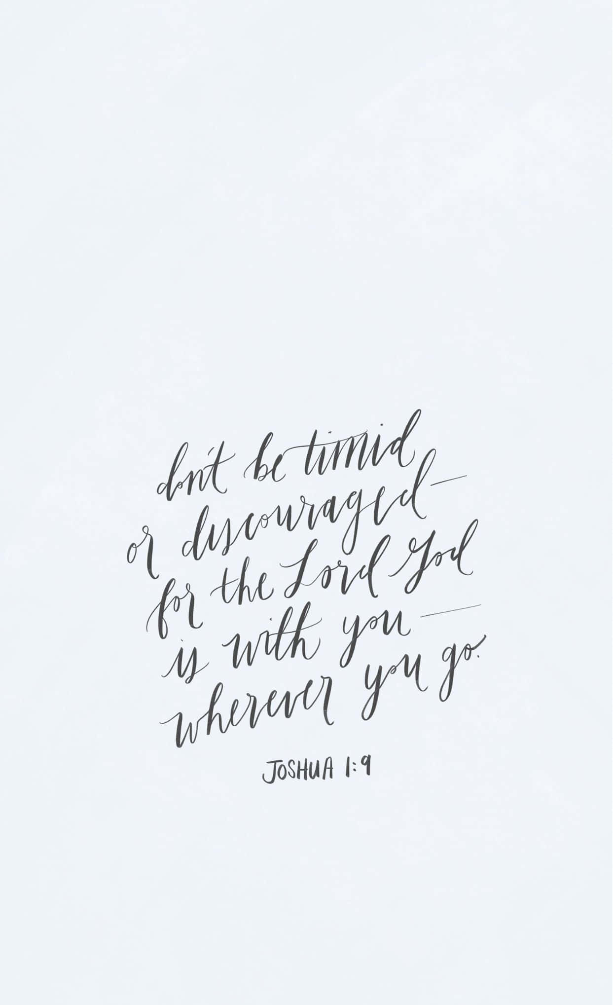 Joshua 1:9, black calligraphy, off-white textured background, Full HD Phone Wallpaper