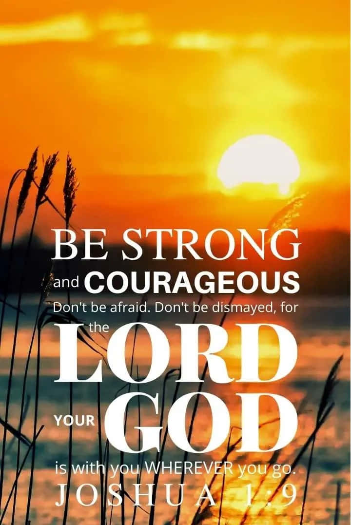 Joshua 1:9, golden sunset, water, SD Phone Wallpaper