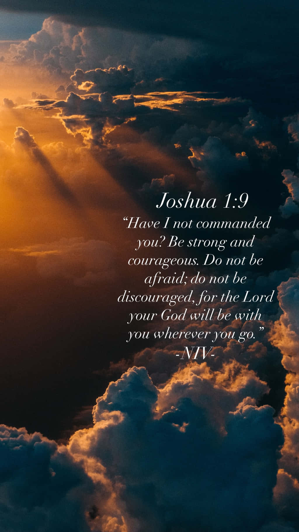 Joshua 1:9, golden sunbeams, dramatic clouds, HD Phone Wallpaper